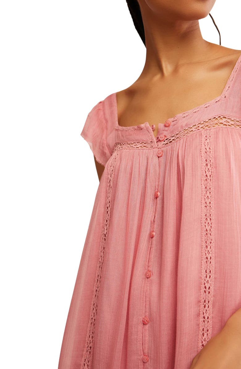 Free People Olivia Gauze Babydoll Dress, Alternate, color, Flamingo