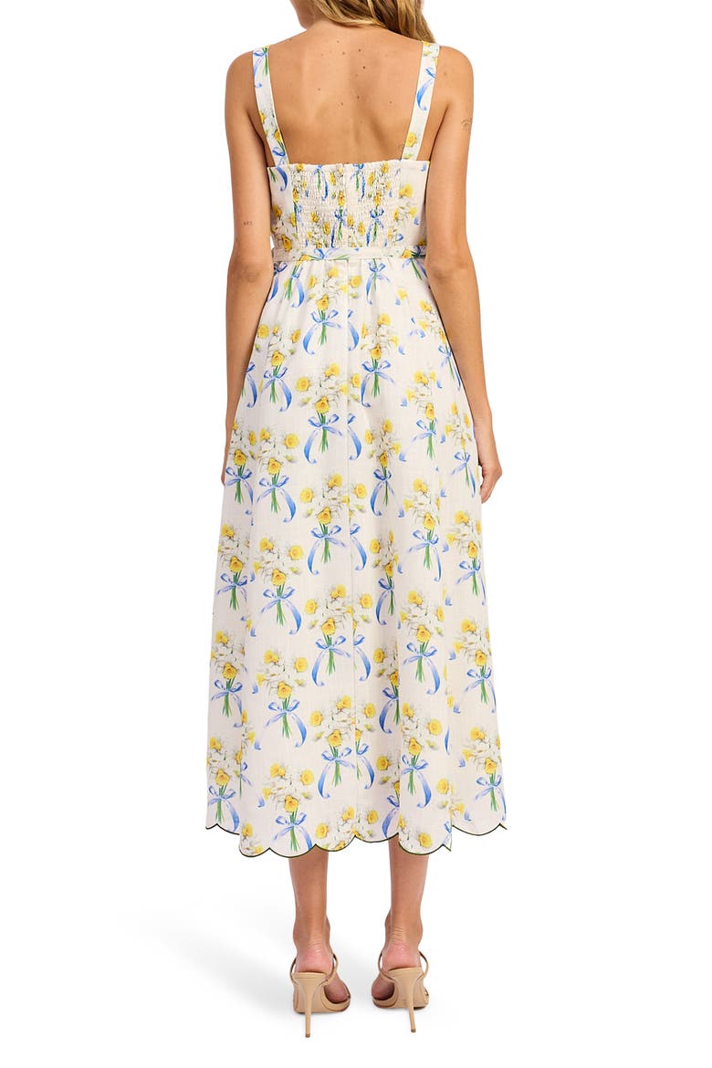 Audery Floral Belted Maxi Dress, Alternate, color, WHITE YELLOW BLUE
