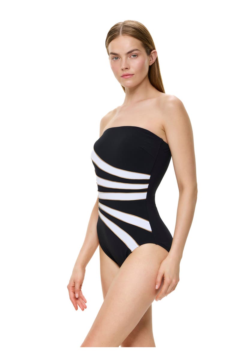 Luxe Allure Bandeau One Piece, Alternate, color, Black-Gold