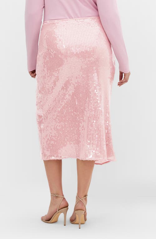 City Chic Sequin Midi Skirt In Pink