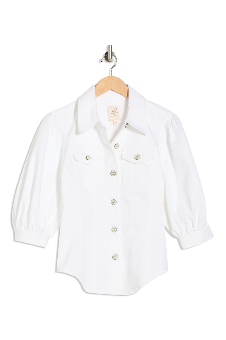 Louis Puff Sleeve Cotton Blend Jacket, Alternate, color, WHITE