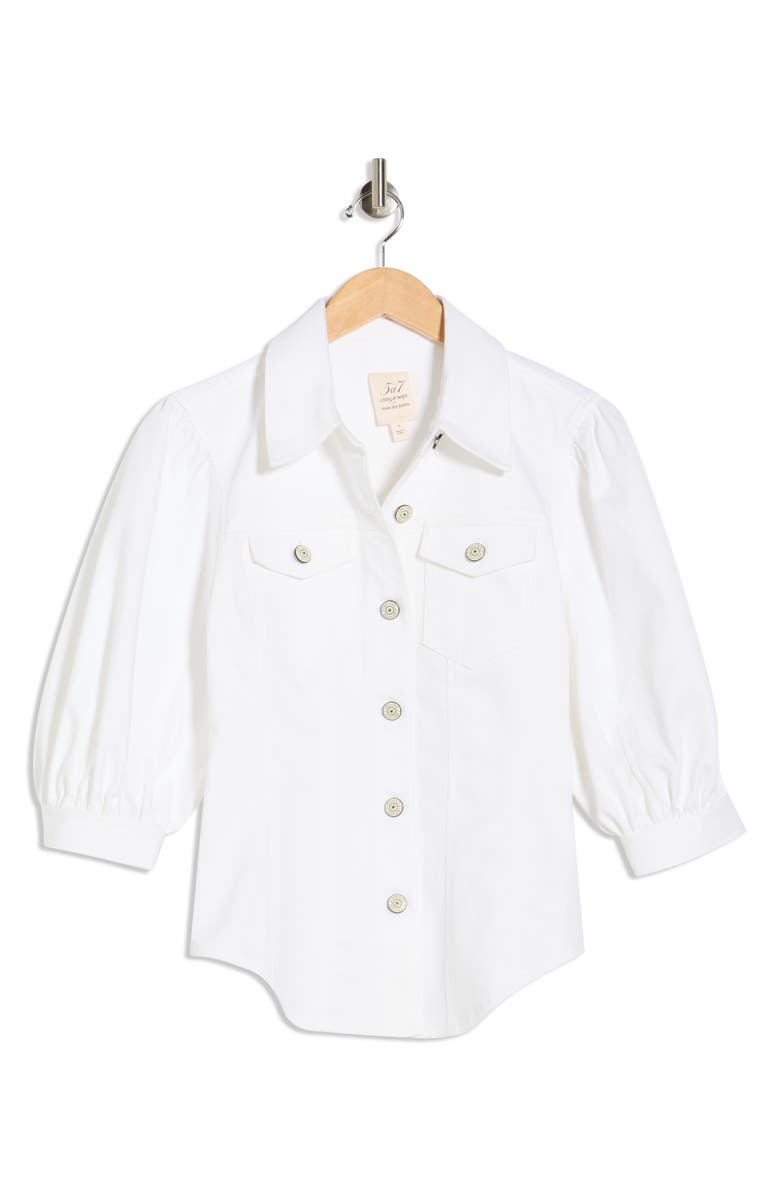 Cinq à Sept Louis Puff Sleeve Cotton Blend Jacket, Alternate, color, White