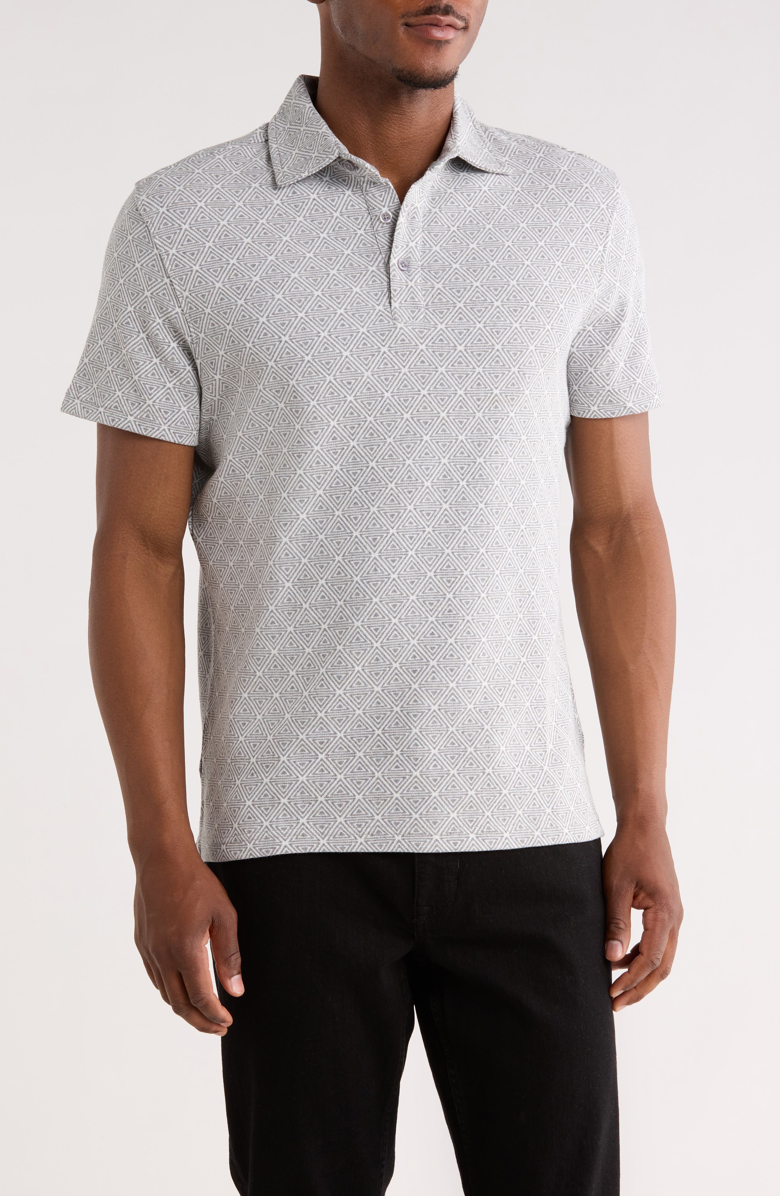 Santo Geometric Print Cotton Blend Polo