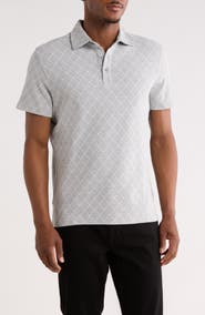 Robert Barakett Santo Geometric Print Cotton Blend Polo