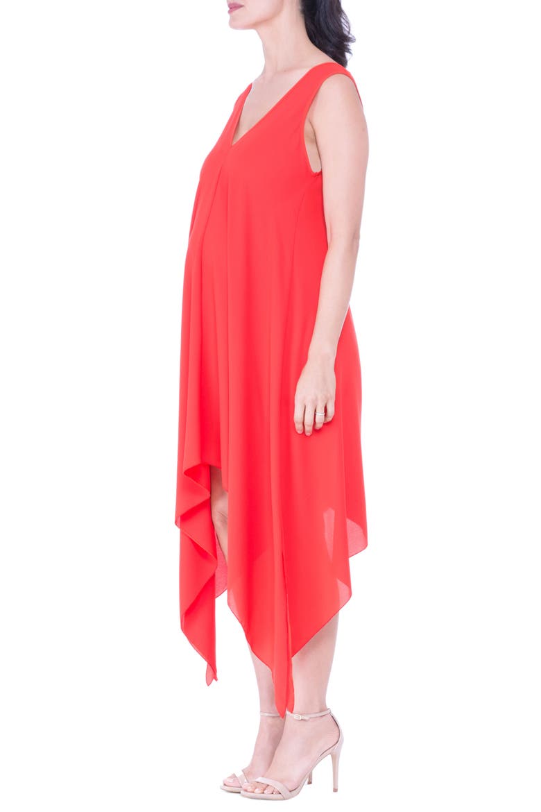 Handkerchief Hem Maternity Dress, Alternate, color, RED