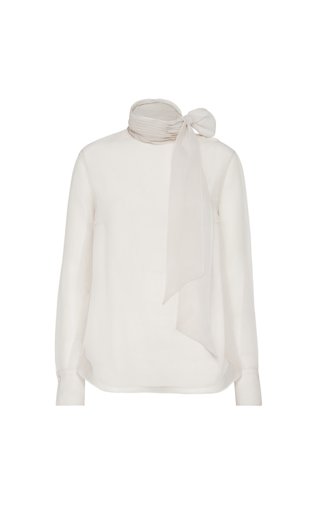 Pussybow blouse with monili