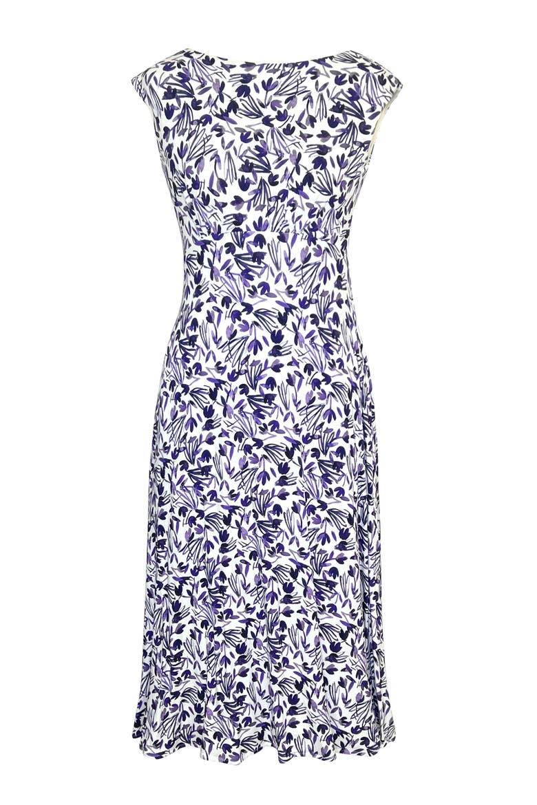 Luna Boat Neck Floral Midi Dress, Alternate, color, Indigo Ink Blue