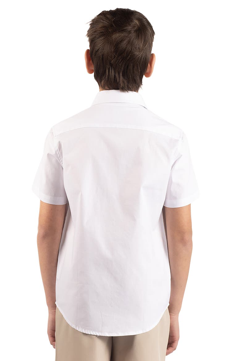Kids' Signature Cotton Oxford Short Sleeve Button-Up Shirt, Alternate, color, WHITE