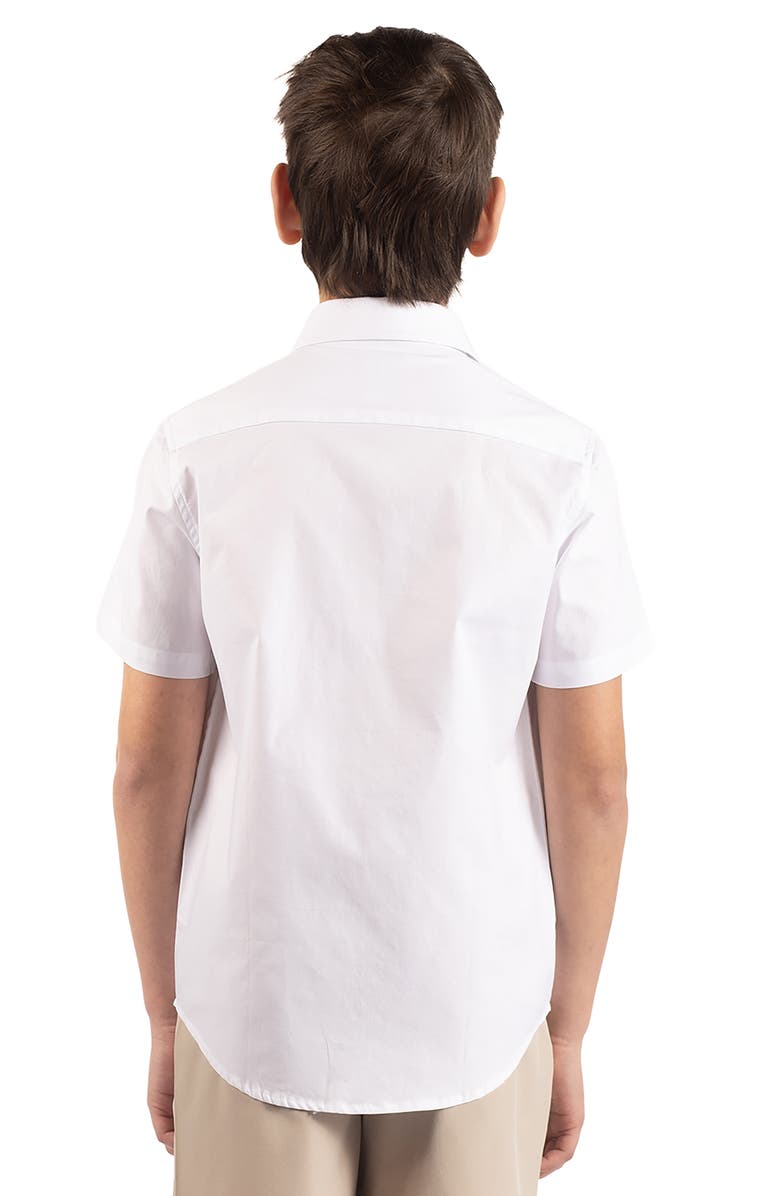 TailorByrd Kids' Signature Cotton Oxford Short Sleeve Button-Up Shirt, Alternate, color, White