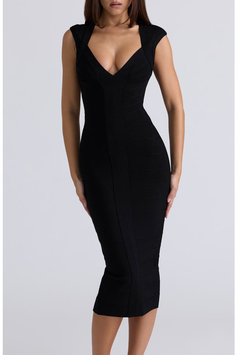 The Icon Bandage Midi Dress, Alternate, color, BLACK