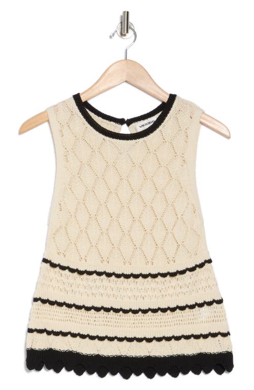 Vigoss Open Stitch Ruffle Sleeveless Sweater In New Natural