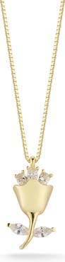 SPHERA MILANO Sterling Silver & CZ Rose Pendant Necklace