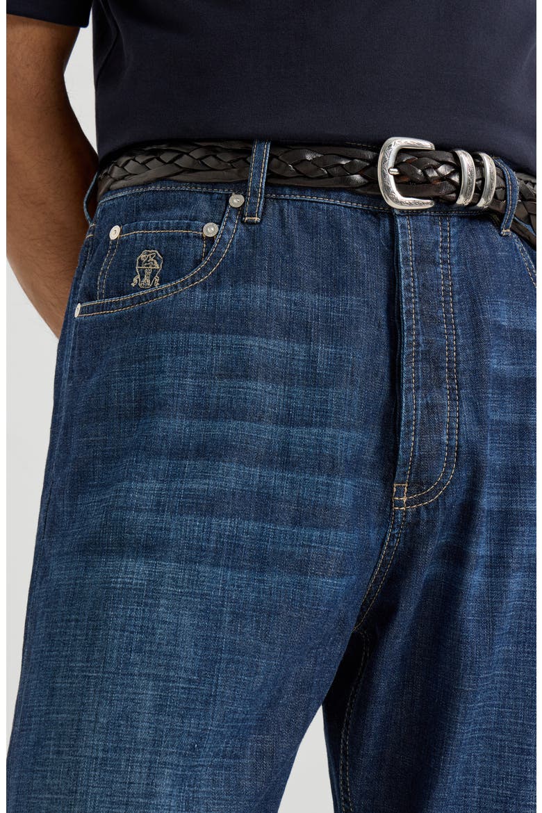 Iconic fit five-pocket trousers, Alternate, color, Dark Denim