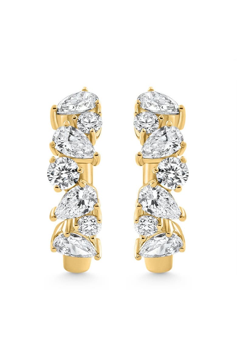 2Ct Pear & Round Ali Diamond Hoops 14k Gold 19mm Earrings Lab Grown, Alternate, color, 14k Yellow Gold