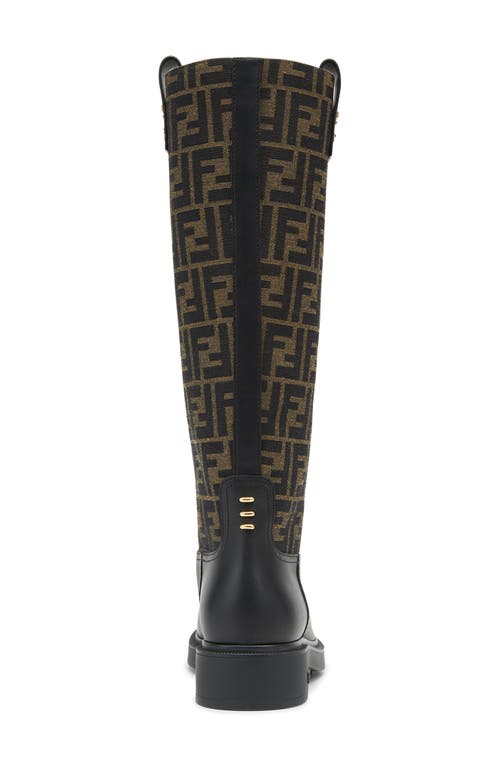 Fendi Filo Knee High Boot In Nero/tabacco Nero
