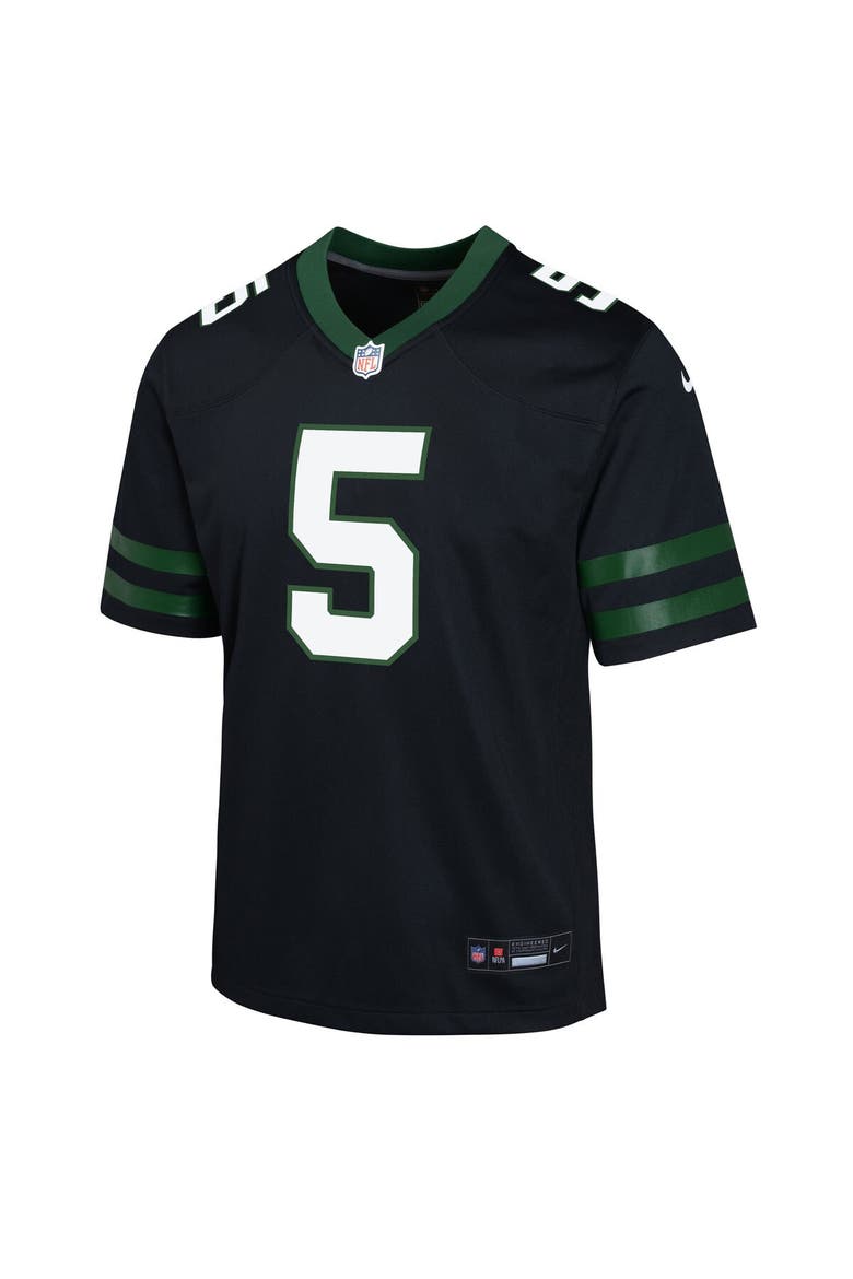 Youth Nike Garrett Wilson Legacy Black New York Jets Alternate Game Jersey, Alternate, color, Black