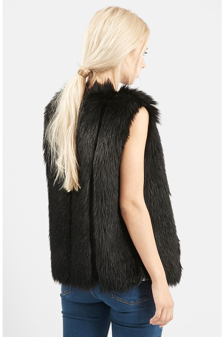 'Leah' Faux Fur Vest, Alternate, color, BLACK