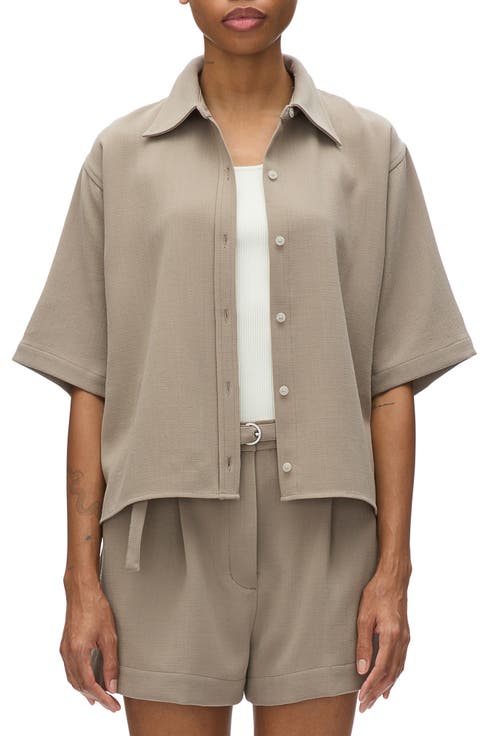 Boxy Short Sleeve Wool Shirt