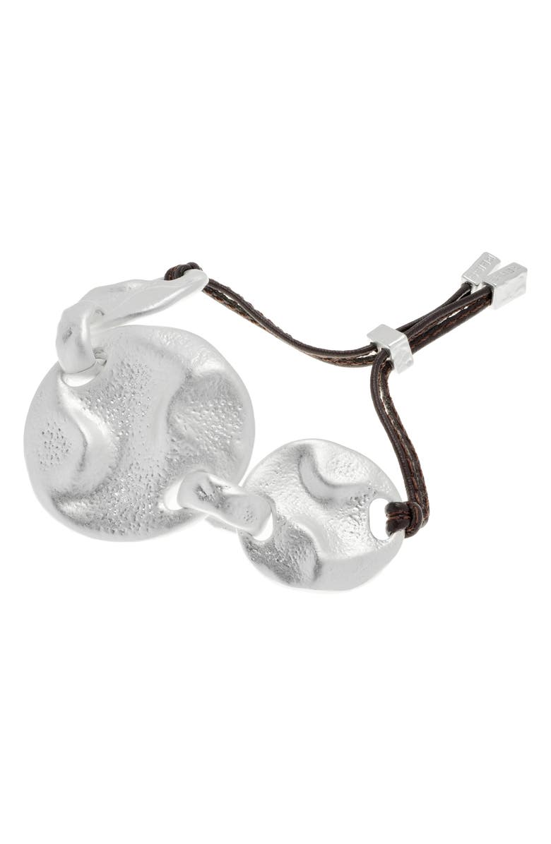 Reiss Ona Leather Cord Bracelet, Alternate, color, Silver Tone / Brown