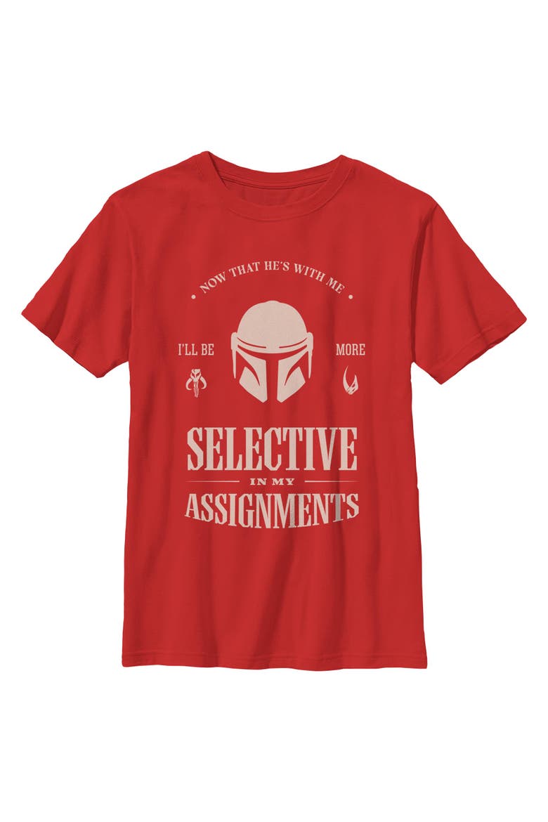 Boy's Star Wars The Mandalorian and Grogu Selective In My Assignments  Graphic T-Shirt, Main, color, Red