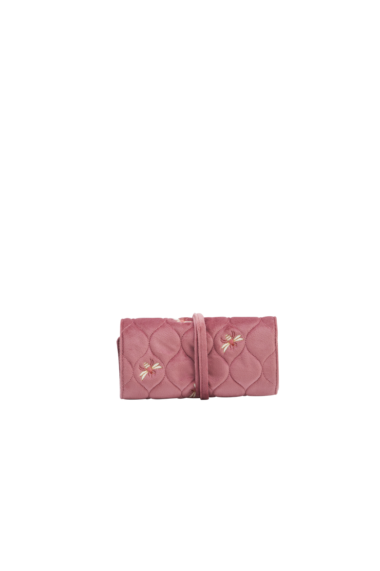 Embroidered Bee Jewelry Roll, Alternate, color, Rose Pink