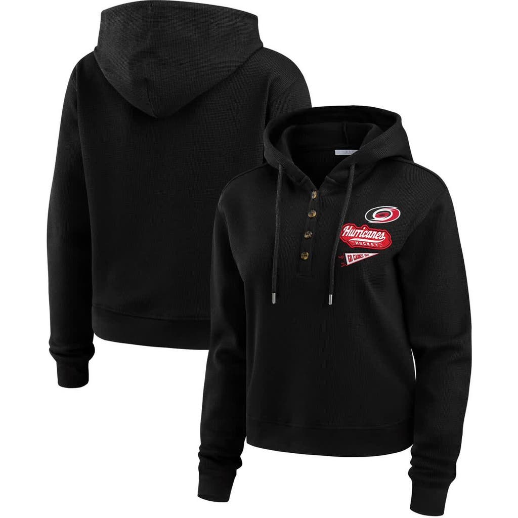 Wear By Erin Andrews Women's Black Boston Bruins Waffle-knit Pullover Hoodie In Black