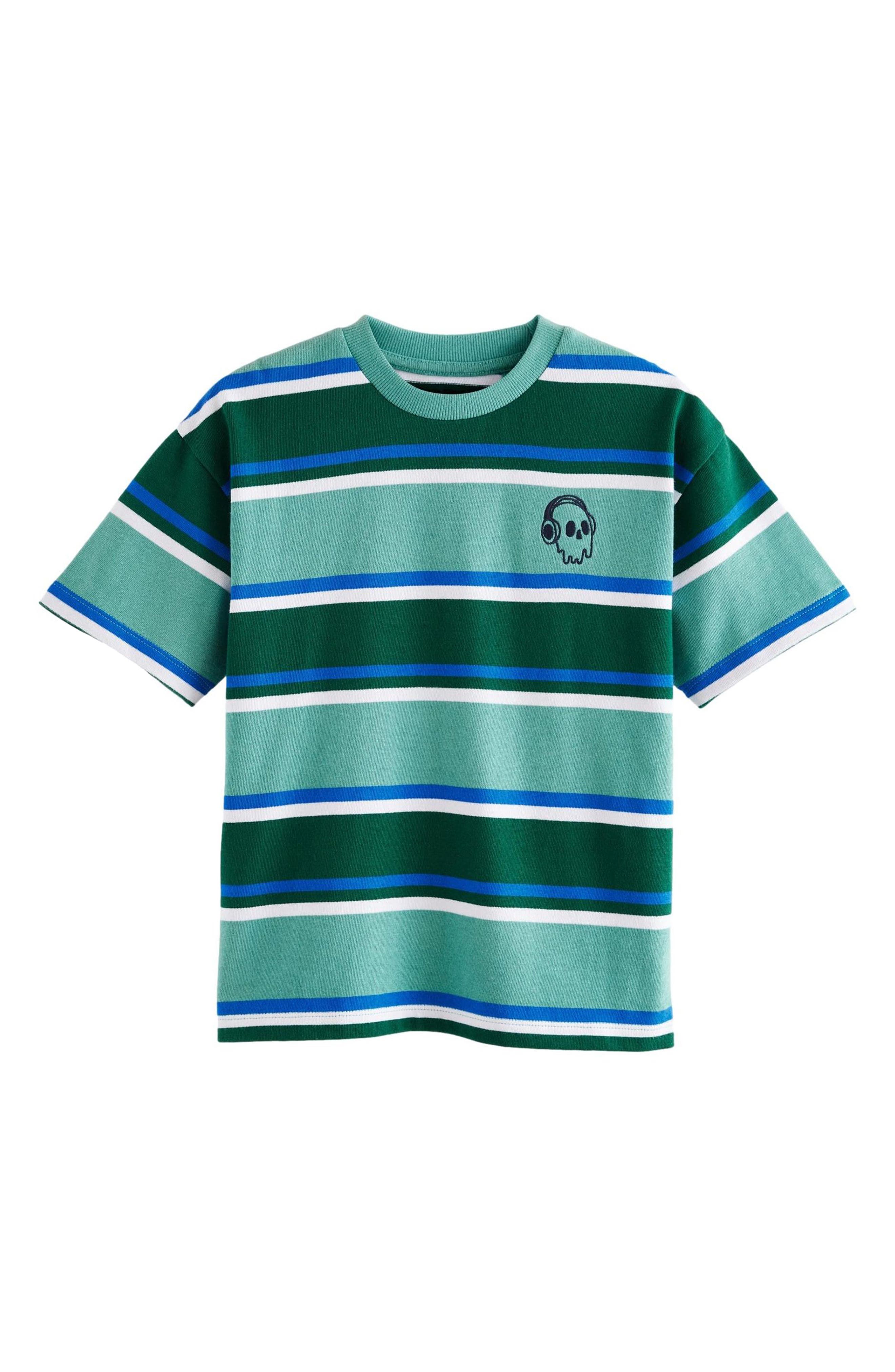 NEXT NEXT KIDS' GREEN STRIPE COTTON T-SHIRT
