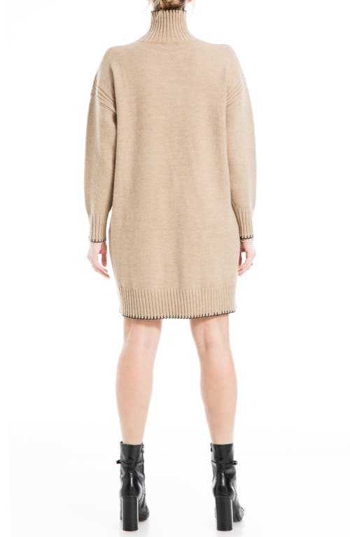Max Studio Long Sleeve Turtleneck Dress In Brown