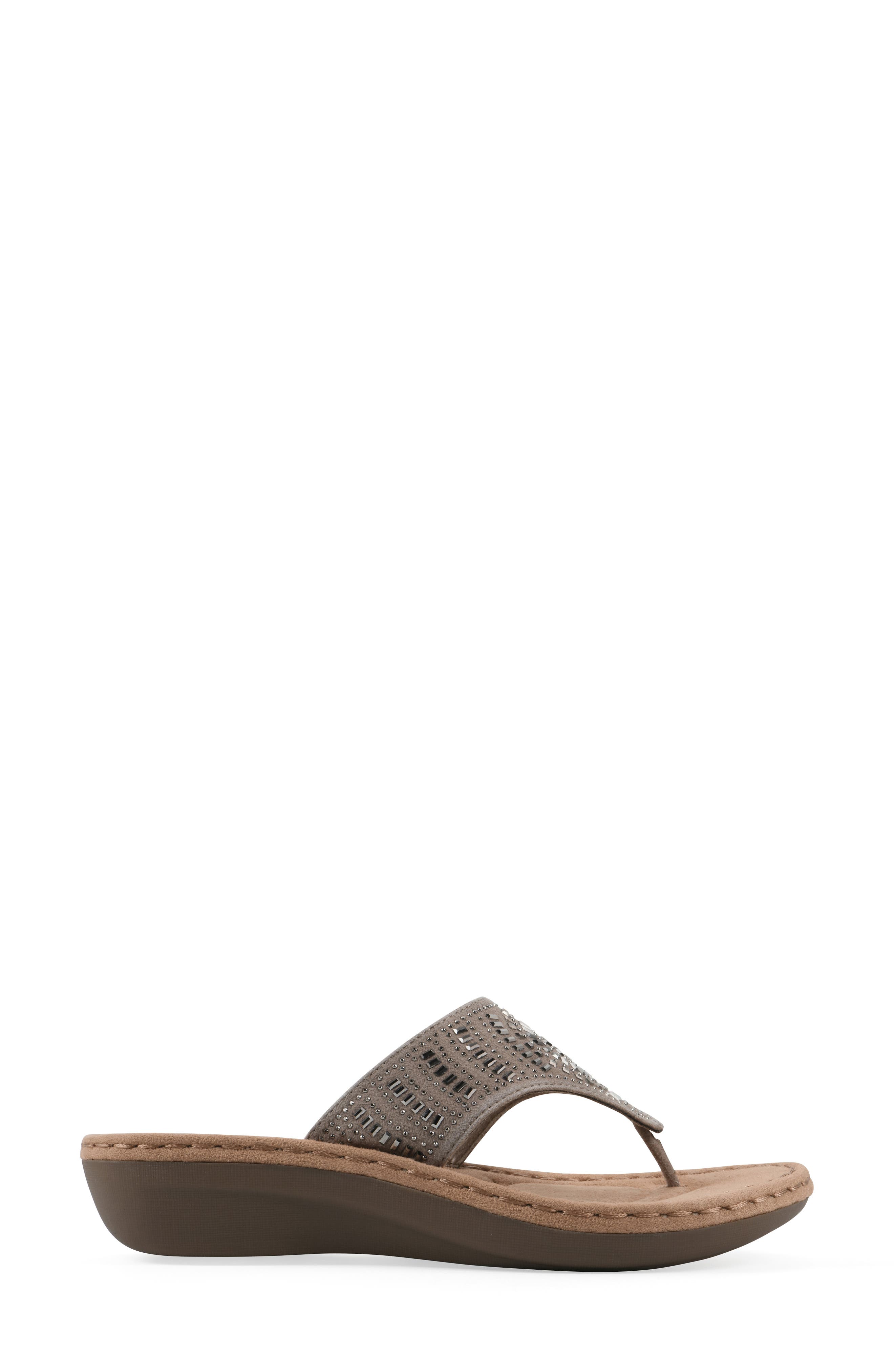 Cienna Thong Sandal - Wide Width, Alternate, color, STONE FABRIC