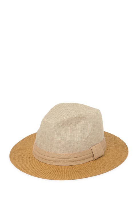 Solid Woven Brim Fedora Hat