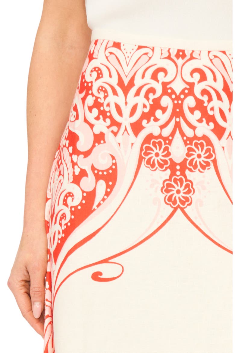 Carmen Floral Print Linen Maxi Skirt, Alternate, color, FIRE ORANGE