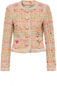 Maison Common Tweed Jacket With Trim And Fringes