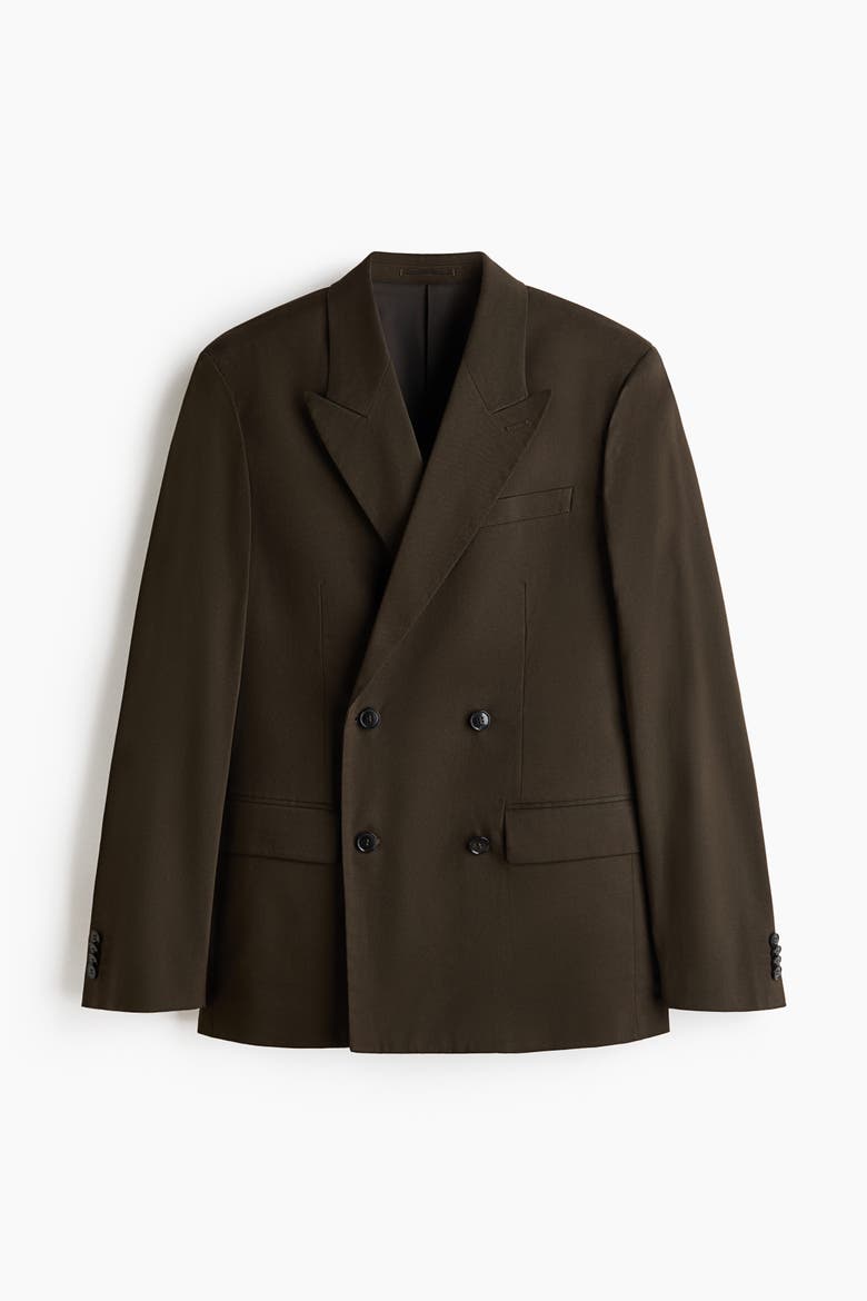 Relaxed-fit Double-breasted Jacket, Alternate, color, Dark khaki green