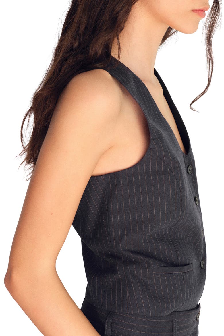 Cotton & Linen Suit Vest, Alternate, color, NAVY