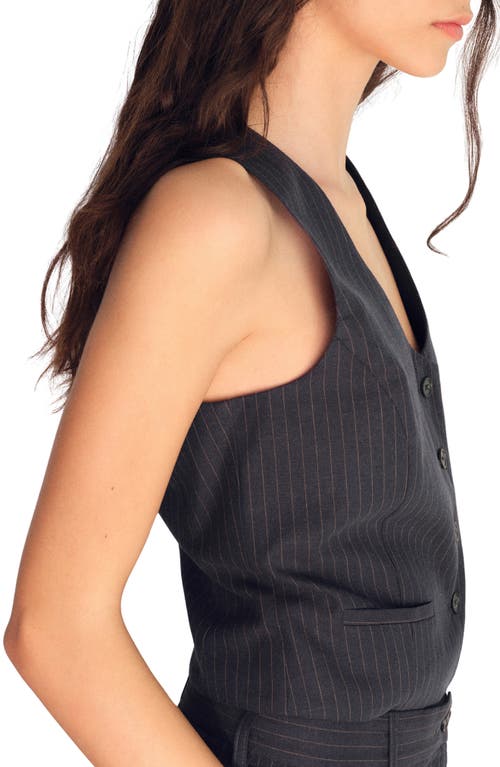 Mango Linen-blend Suit Waistcoat Navy In Gray
