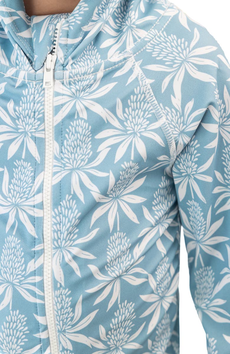 Lake Label Kids' Botanical Print Long Sleeve Full Body Hooded Swimsuit, Alternate, color, 