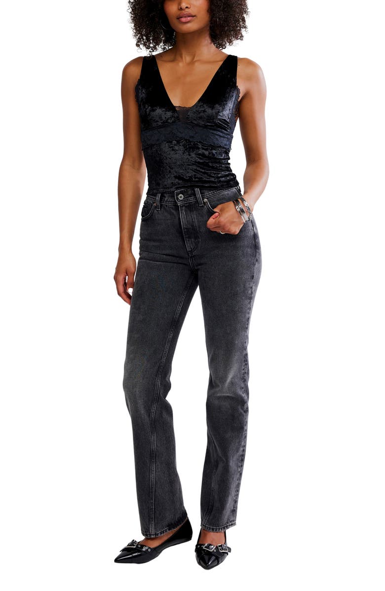 Free People Bed of Rose Velvet Camisole, Alternate, color, Black