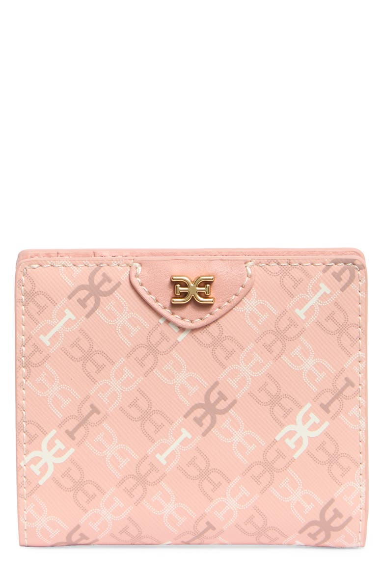 Harper Monogram Faux Leather Bifold Wallet, Main, color, CORAL