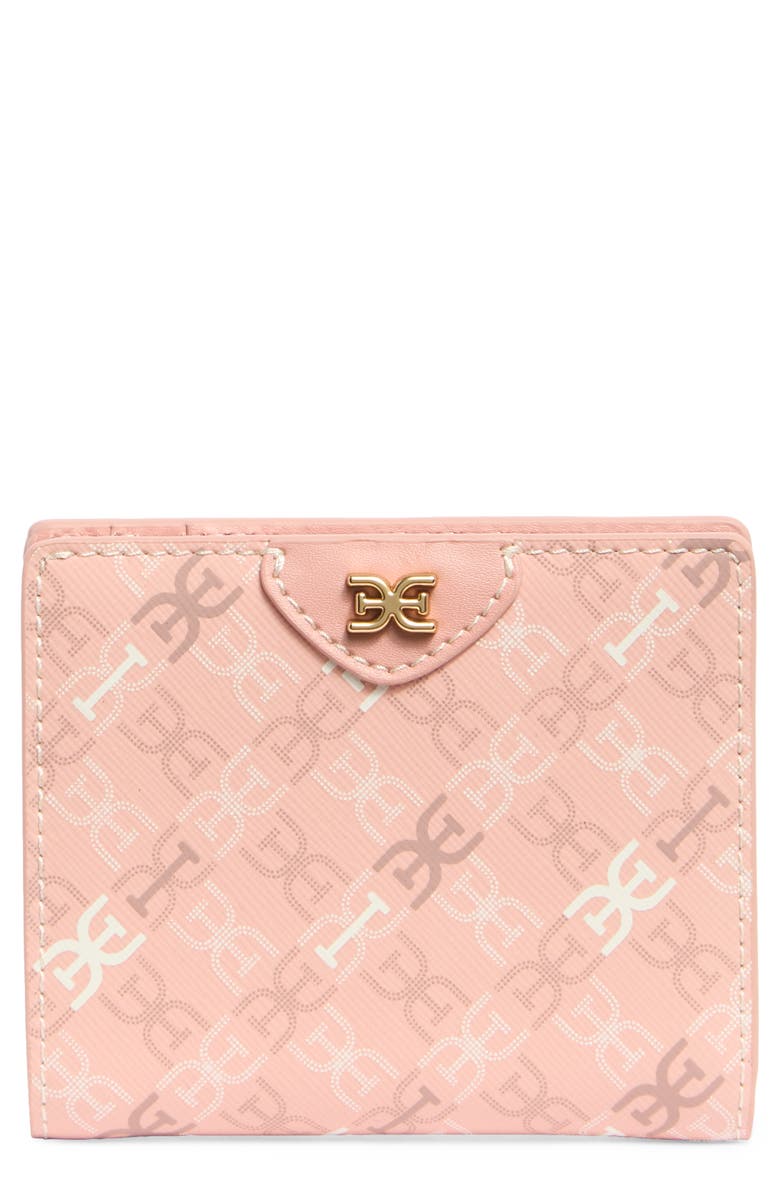 Sam Edelman Harper Monogram Faux Leather Bifold Wallet, Main, color, Coral