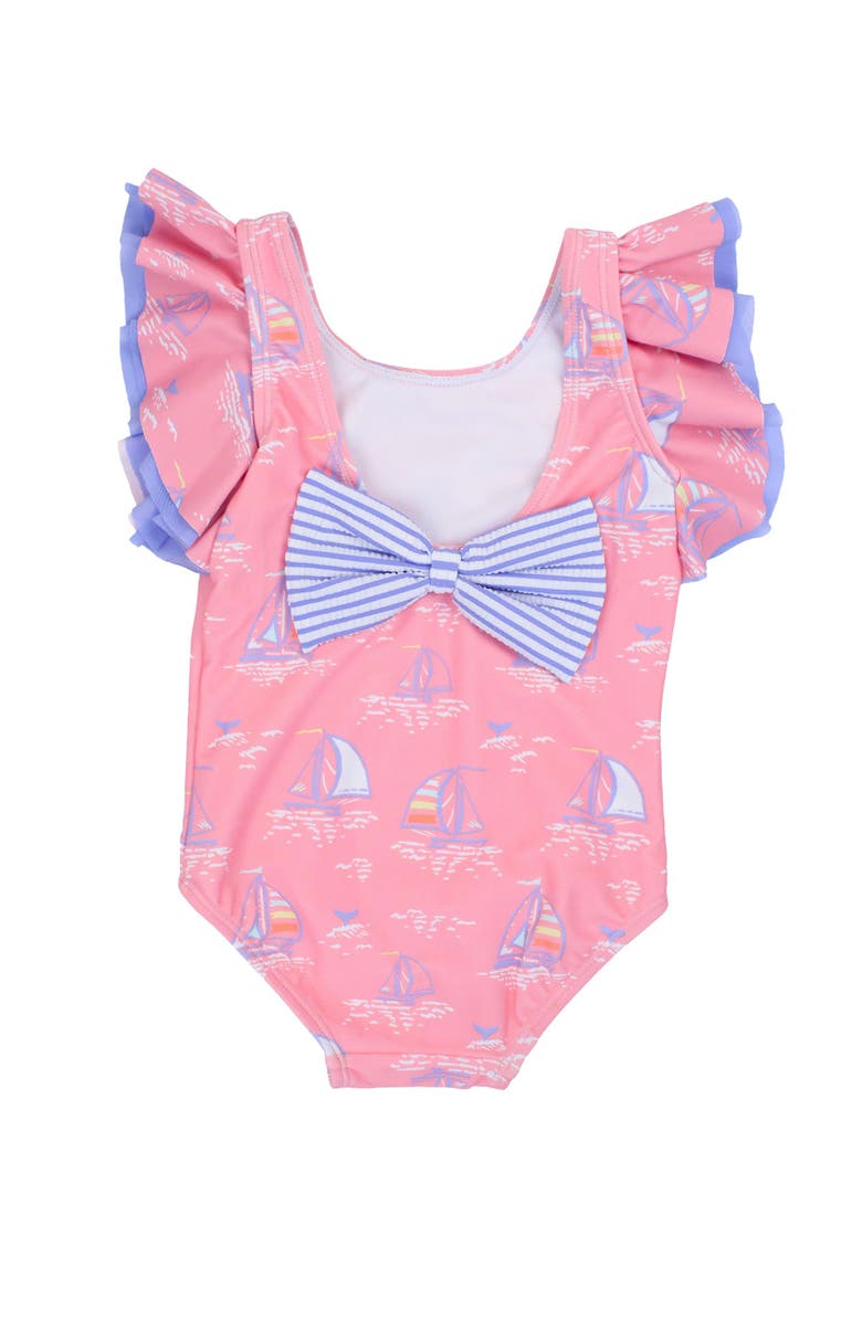 RuffleButts Baby/Toddler Girls UPF50+ Sun Protected Butterfly One Piece, Alternate, color, Pink Seas The Day