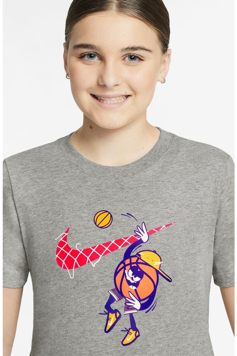 Kids' Basketball Graphic T-Shirt, Alternate, color, DARK GREY HEATHER