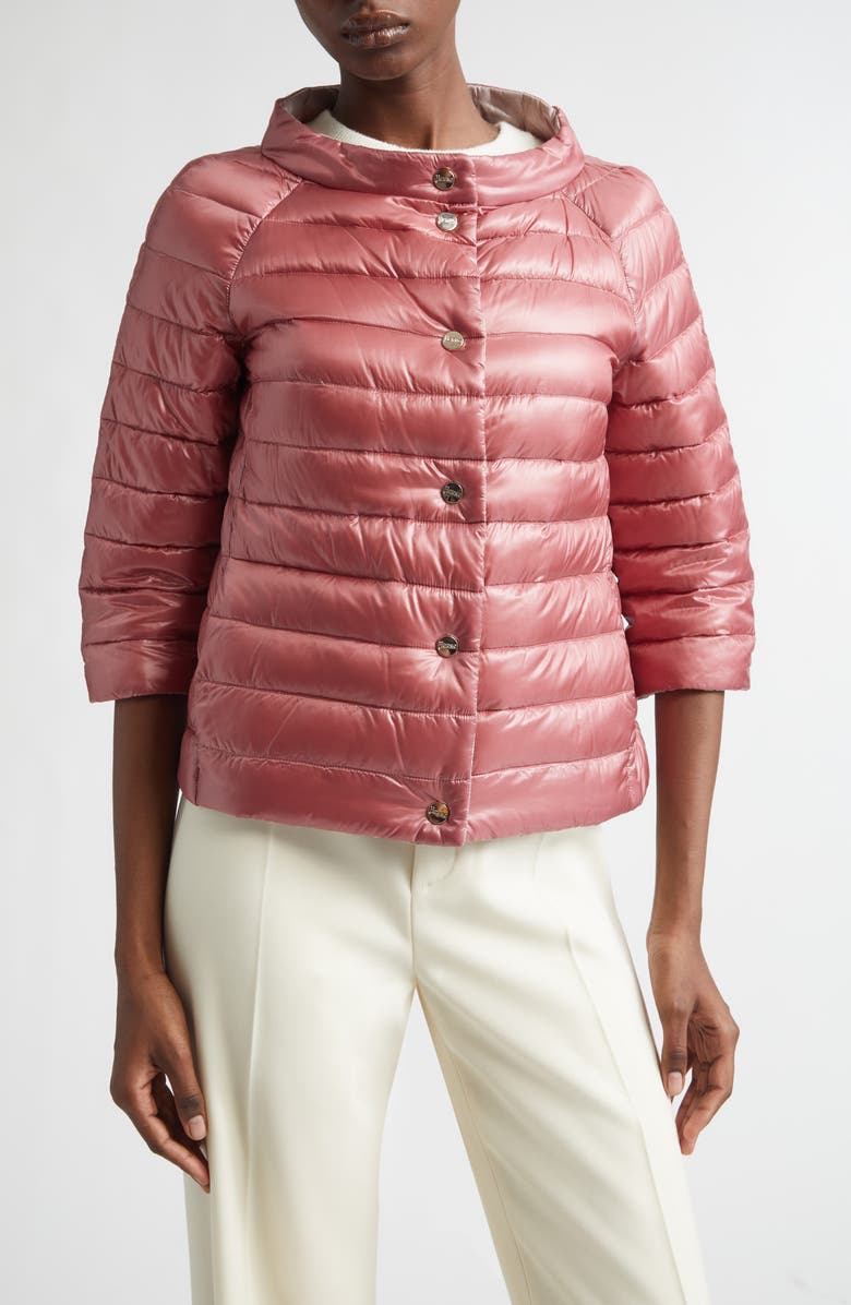 Herno Reversible Quilted Ultralight Nylon Crop Down Jacket, Main, color, 4140 Raspberry To Light Pink