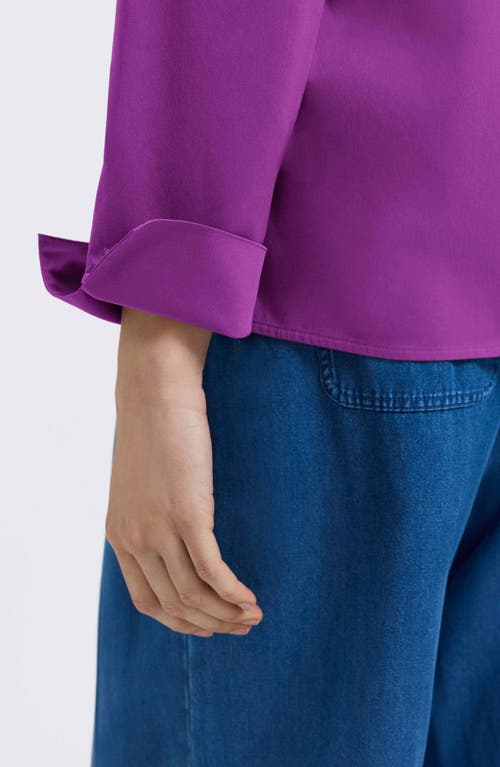 Foxcroft Tammy Ruffle Collar Cotton Blend Top In Purple