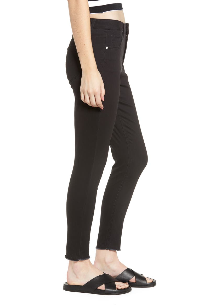 Fray Hem High Waist Jeggings, Alternate, color, BLACK WASH