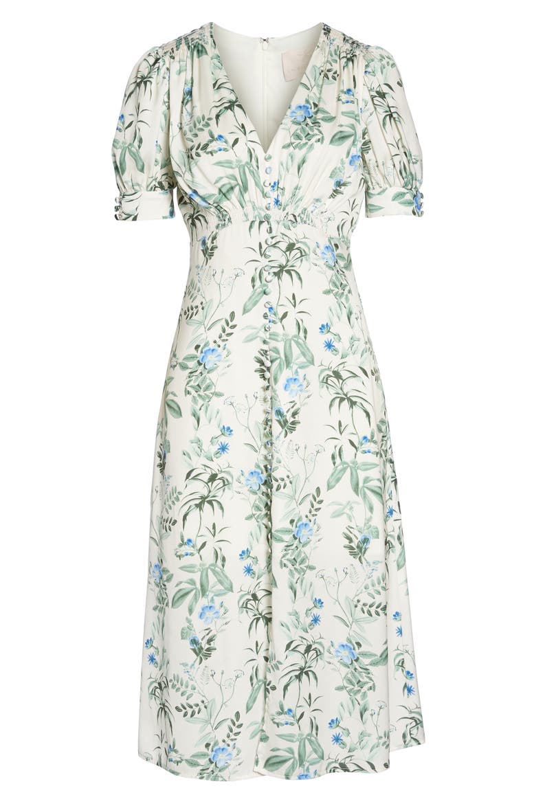 Lauren Botanical Garden Print Midi Dress (Nordstrom Exclusive), Alternate, color, BONE/ BLUE