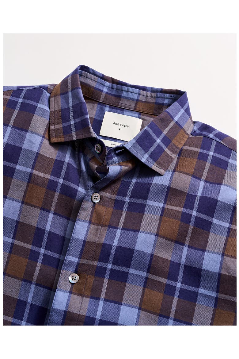 Hutcheson Standard Fit Plaid Cotton Twill Button-Up Shirt, Alternate, color, CARBON BLUE MULTI