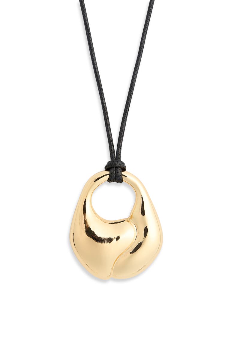 Adjustable Cord Pendant Necklace, Main, color, BLACK- GOLD