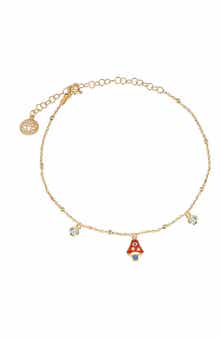 GABI RIELLE Vacay Dreamy Collection 14K Gold Plated Sterling Silver Lucky Magic Mushroom Anklet