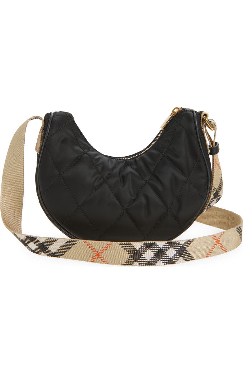 Burberry Horseshoe Quilted Nylon Crossbody Bag, Alternate, color, Black