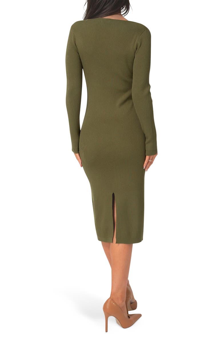 bebe Long Sleeve Sweater Dress, Alternate, color, Olive